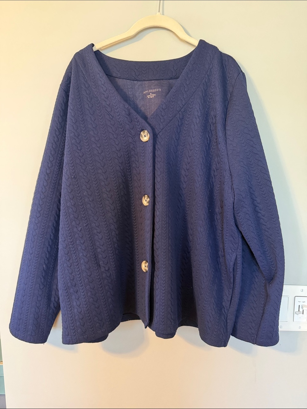 Appleseed's Navy Textured Button-Front Cardigan